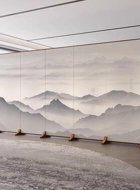 山水落地屏隔断客屏厅遮酒店室隔断挡板大挡EHI厅简风约折叠玄关