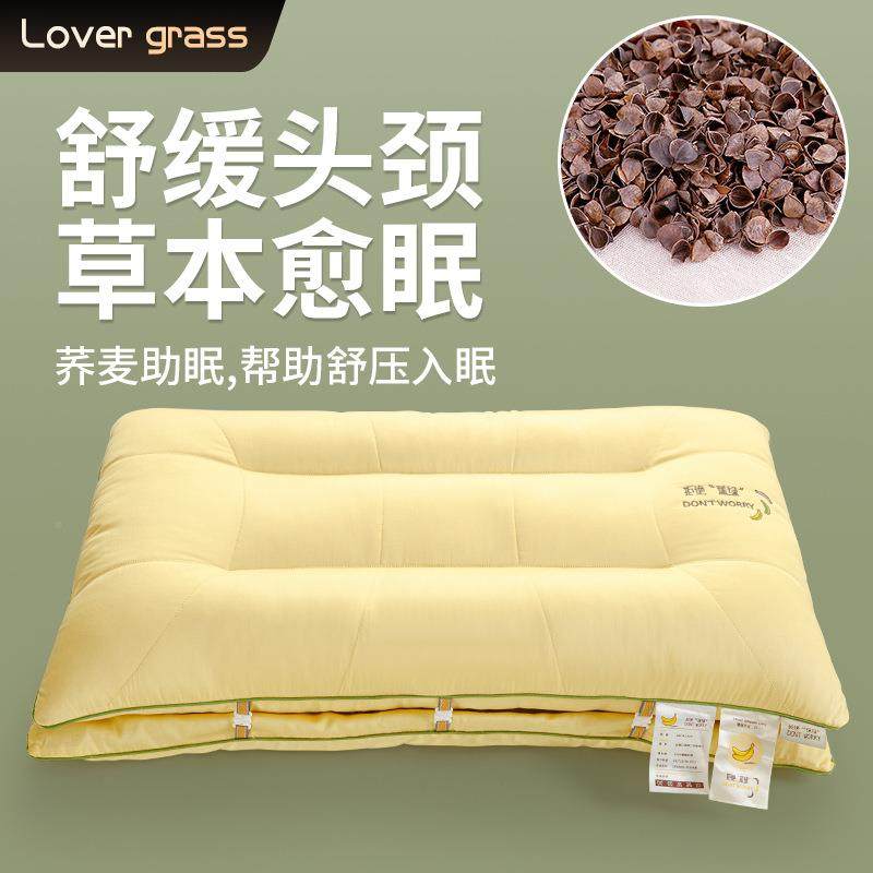 新款合一全棉贡二DTC缎荞麦四壳羽绒枕芯家用子母枕头季通用枕丝