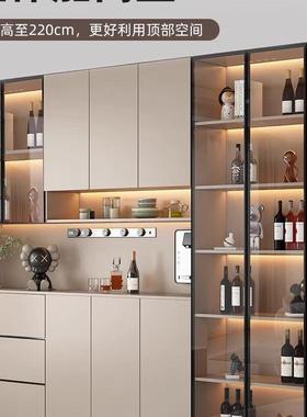 餐餐柜玻璃门一体整墙现代HQX简玄关柜茶水柜边客厅厅酒柜约储物