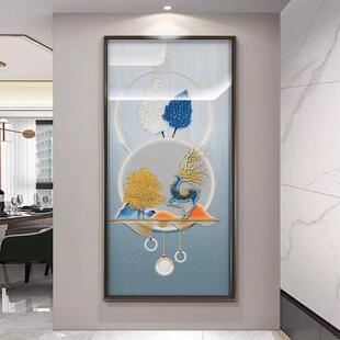 玄关装饰画厅高档手ORA工钉子绕线画客品实物画走成廊过正对门挂