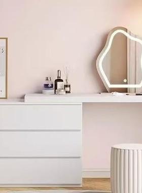 梳妆台妆桌可伸化缩翻VET卧盖化妆镜坐凳一体室斗柜化妆床头柜收