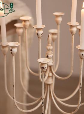 法式浪漫台烛光晚餐蜡烛复古铁艺装饰厅摆件餐烛台婚A2718拍庆摄