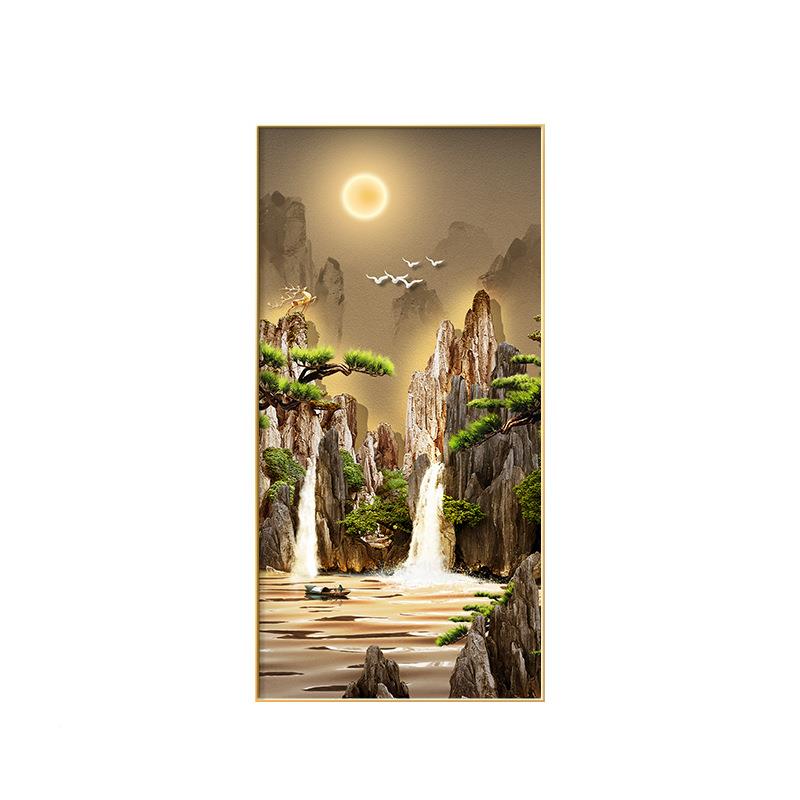 ED灯厅流水生财入户门玄关装MZG饰画高对L端大气壁画客走廊过道挂