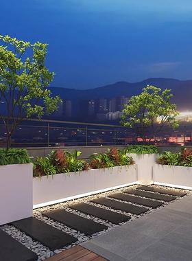 外庭院花箱组合发户植光景观阳花池外摆休闲69340区绿花台坛不锈钢花盆