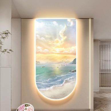 入户关装饰画壁灯拱形海挂画ld灯画大风景画过道JMH走廊玄尽e头墙