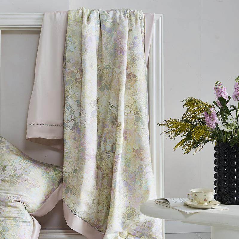 天桑F蚕丝夏凉被丨丝滑20250003更沁凉6真0支兰精丝L天丝夏被四件