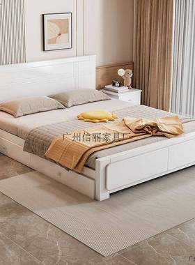 实木床现代简约家用.8米JAI主卧双人床1.51m单床1米济经型人储物