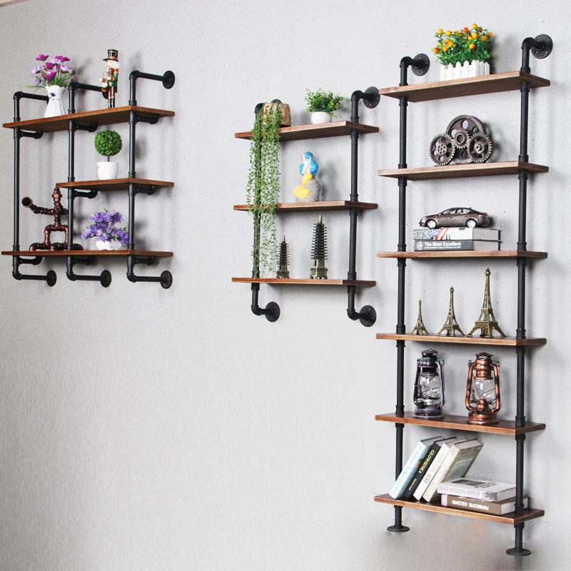 美式工业风铁艺水壁管置架家物用书房墙上挂式架VFQ书餐厅复古展