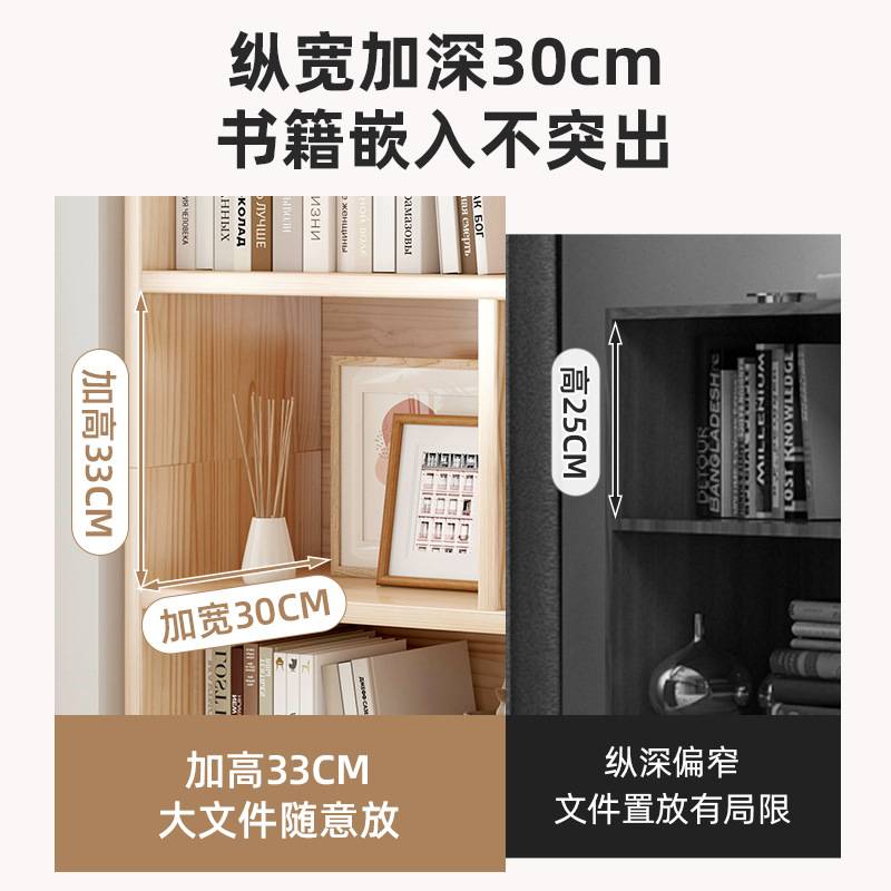 全实木书架置物架落地靠墙组合格子柜客厅收纳储物柜家用松木新品