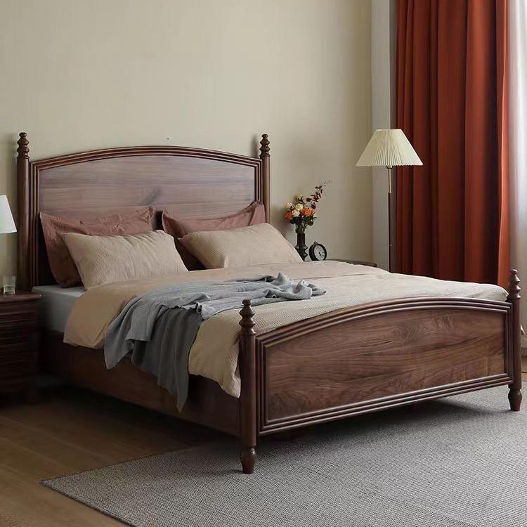 美式实木床北美黑胡桃木双人床1.8约米1现5代简主卧大KJX.靠背床