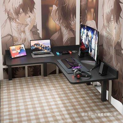 床转角12641书桌台式脑办公桌宿舍人上下铺懒电桌家l型上床上桌上