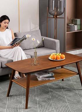 茶几日式双ZG-64208层桌茶家用济型边几经客厅小户型公寓实木简约