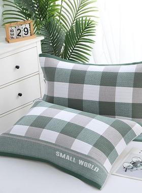 纯棉枕人一对装全纱布加F97687MT大加厚枕头巾巾四季学生成情侣盖