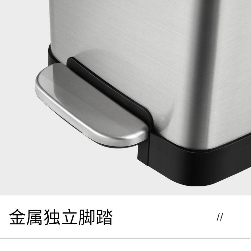 方形30升加厚办公市政商用小区户外脚踩不锈钢分类白色20升垃圾桶