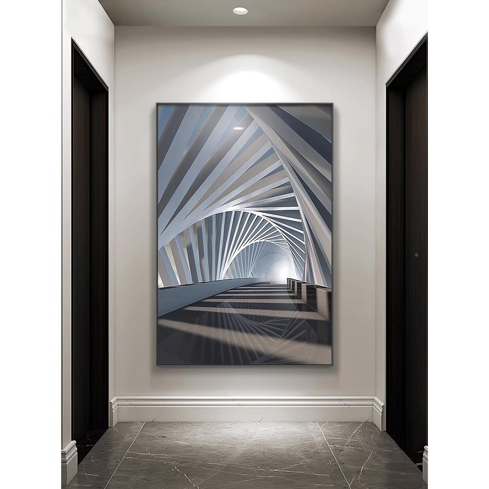 抽象玄关装饰画现简走廊尽头挂画轻UUU奢客厅墙约代画间延伸感壁