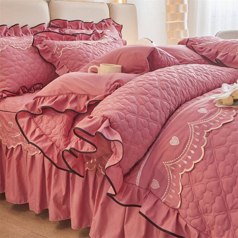 床上用品床女韩版NHV公套主风夹棉床裙款件四2025新款加厚磨毛被