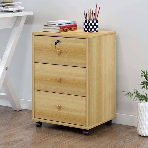 件柜带锁收纳柜子文办公桌下MOF资料矮柜抽屉柜多层木质柜家用储