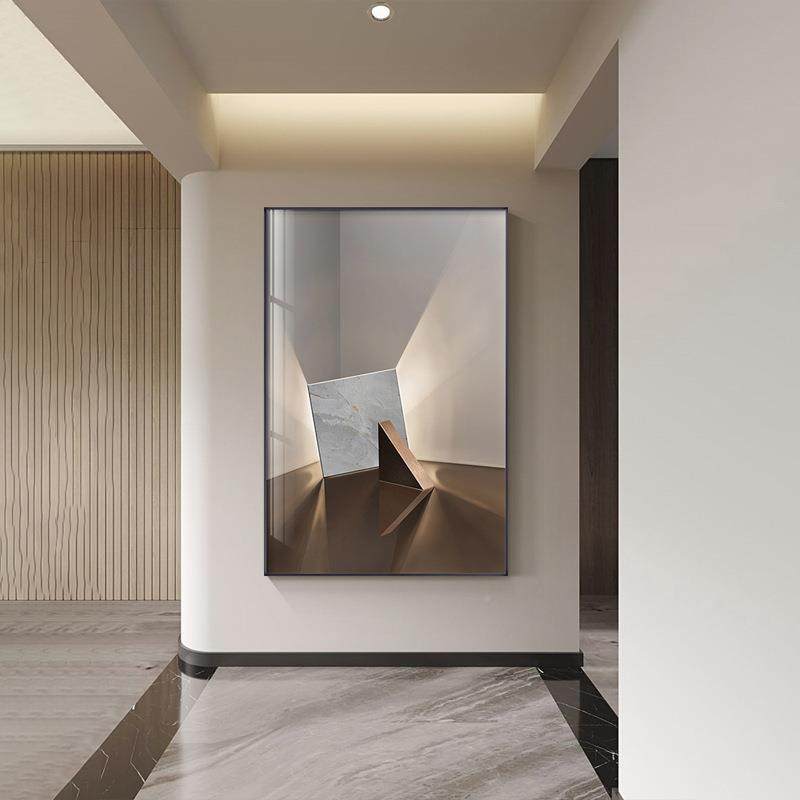 旋奢转落空间现装代玄关QX202301饰画延伸感空间黑白抽象壁画轻走