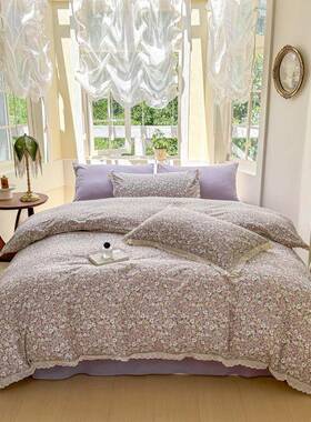 A类花边层纱印件TZ205060花件套三套柔软双舒适可裸四睡床单被套