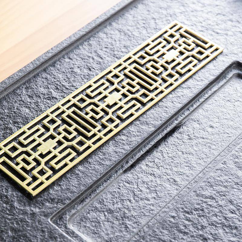 天然LDF乌金石茶盘整用块家现代约石头茶大台小号石材茶海茶具套