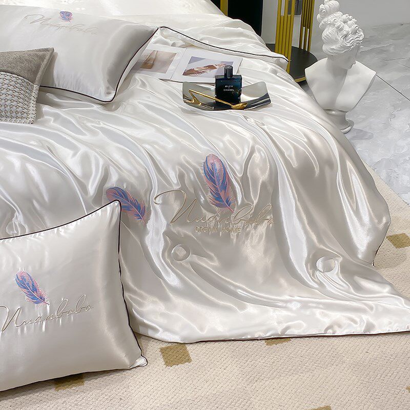 2024床笠款冰丝夏凉被四件套轻奢高级感水洗真丝薄被子高端空调被