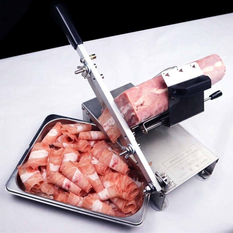 家用羊肉卷切片机手动烤肉冻x肉肥牛熟食蔬菜双弹簧自动送肉刨肉