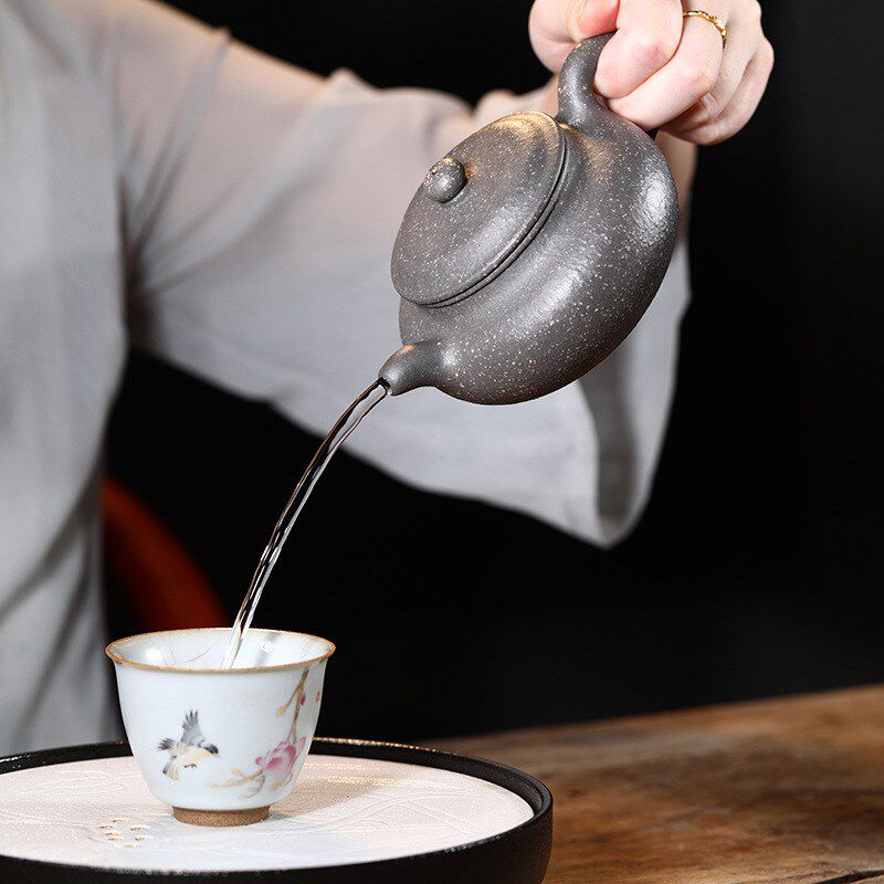 原矿天青粗砂茶壶紫砂壶仿古壶A可订购半手工全手工茶具茶杯主人