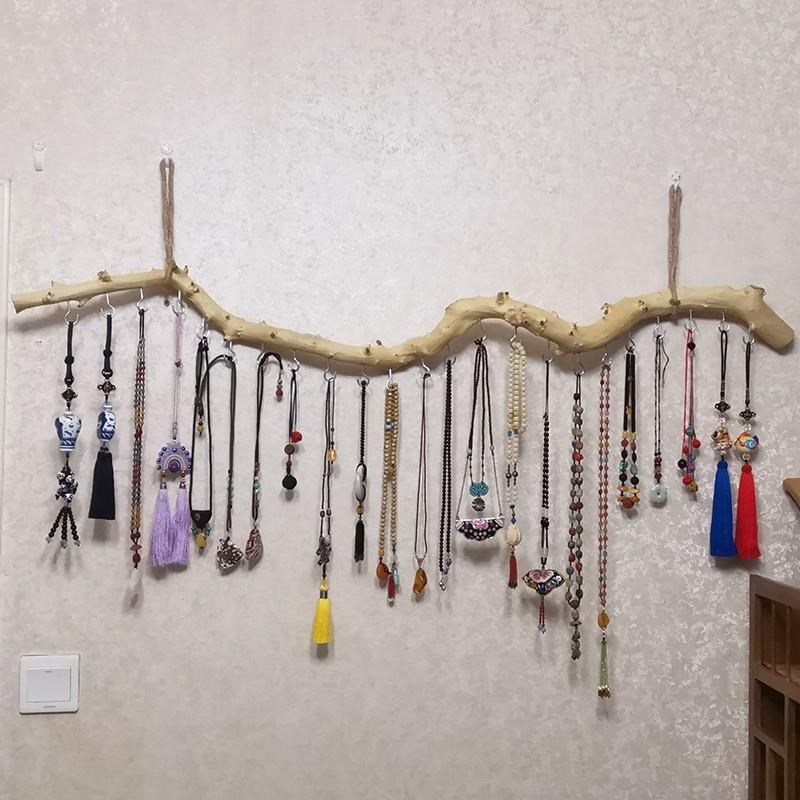 饰品店干树枝装饰 展示架原木去皮项链手链戒指耳环收纳架挂衣架