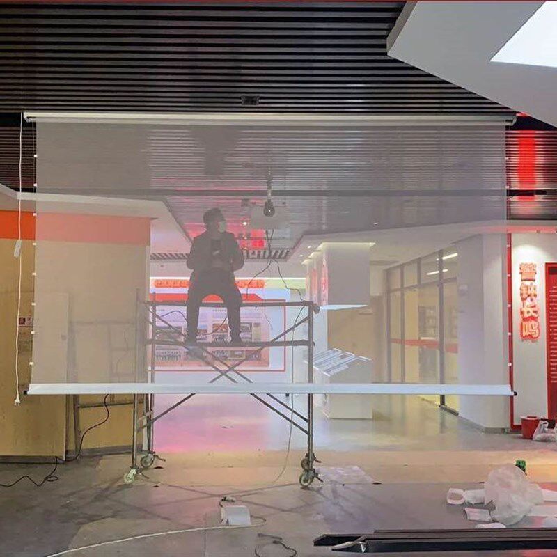 新品全息投影纱幕大型升降卷轴幕布电动幕布隐藏式舞台3D纱卷帘升