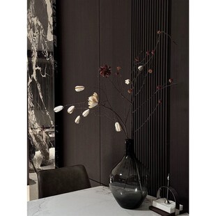 花野网红大肚透明细口玻璃花瓶天然树枝干花干枝意式极简风客厅桌