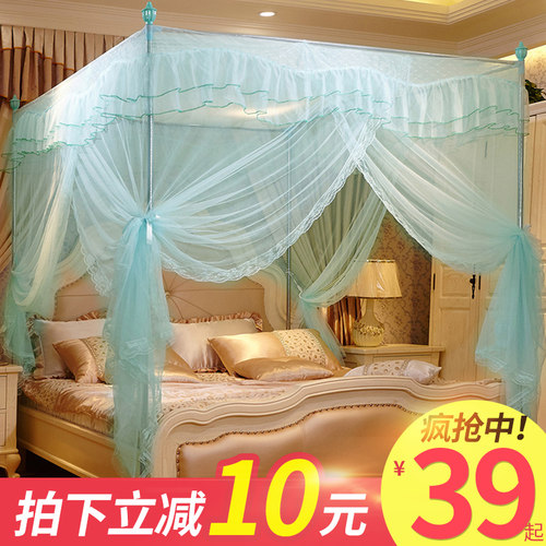 蚊帐落地新款纹账公主风支架加密1.5m加厚1.2床家用1.8米三开门