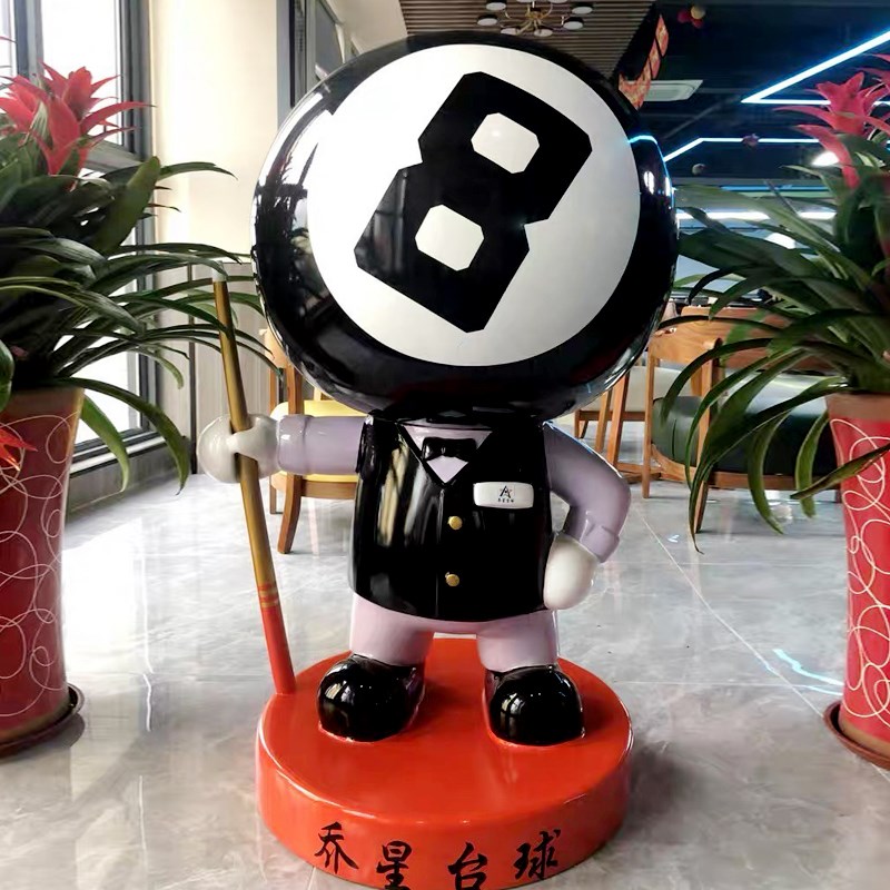 创意台球模型卡通公仔大摆件玻璃钢雕塑装饰桌球厅俱乐部门口开业