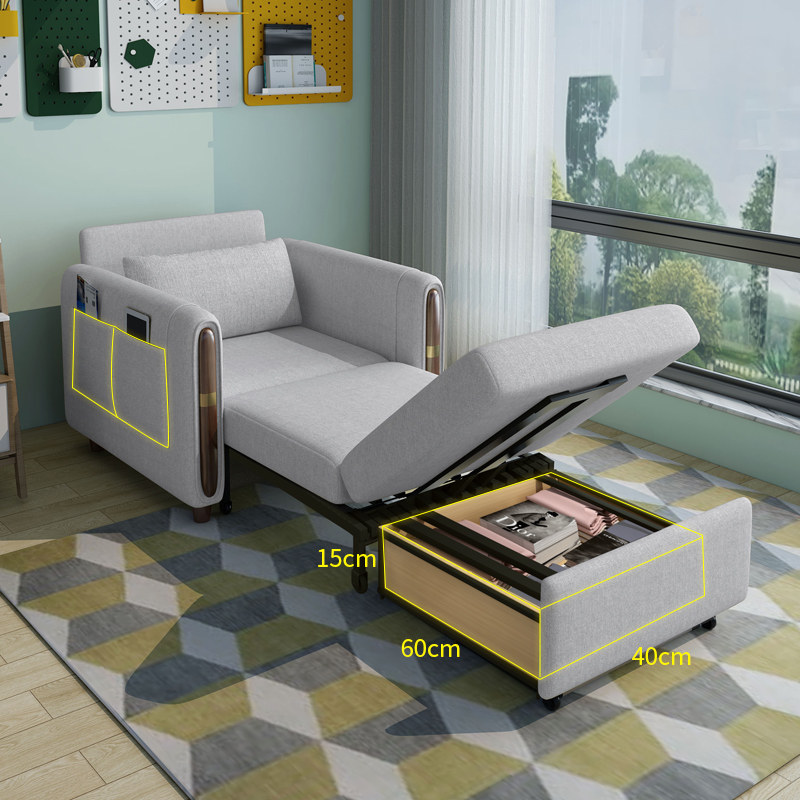办公室沙发床单人1米p宽 抽拉多功能梳化床可折叠网红款小沙发两