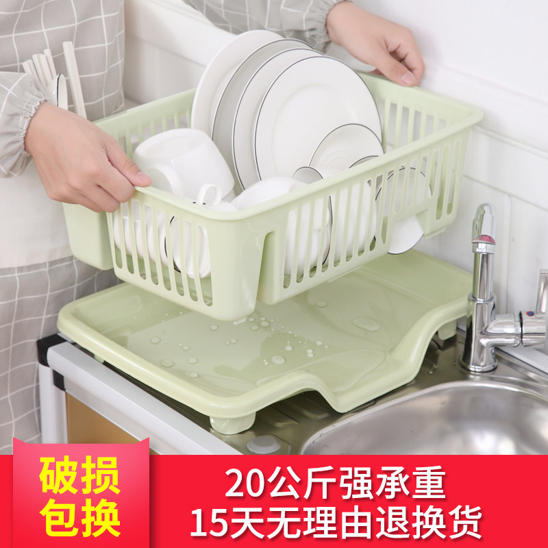 碗盘家用厨房多功能碗碟收纳架沥B水碗架双层加厚放碗筷的架子简