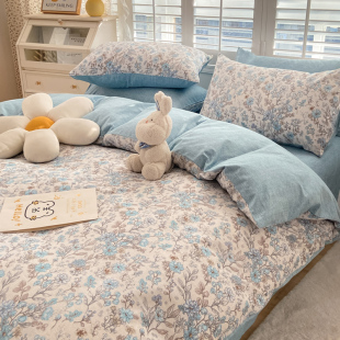 春夏新款 纯棉被套单件100全棉斜纹田园小碎花1.5m200x230双人被罩