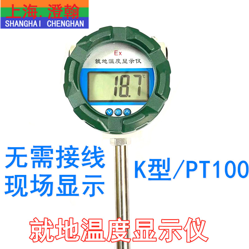 K型就地温度显示仪 防爆型数显温度计防水工业仪表PT100高精度