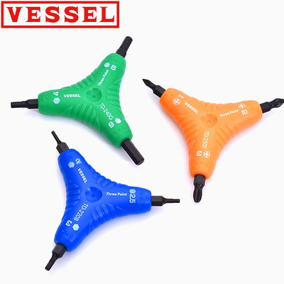 日本威威VESSEL进口十字一字内六角螺丝刀TD-210/205Y三头螺丝批