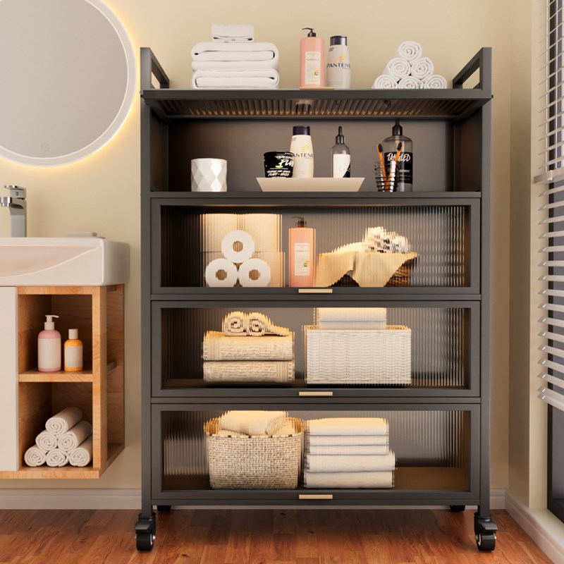 卫生间置物架落地浴室架子洗手间夹缝收纳柜厕所可移动多层储物柜