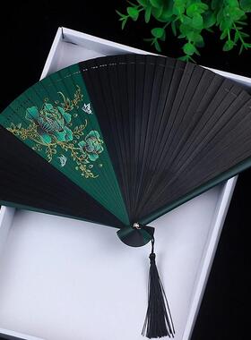 苏州中国风古典随身全竹扇子古风折叠扇竹子折扇舞蹈扇复古红色女