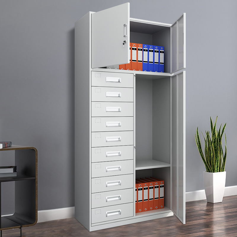 铁皮文件柜三门十斗多斗柜多层抽屉档案收纳柜办公室资料储物柜子