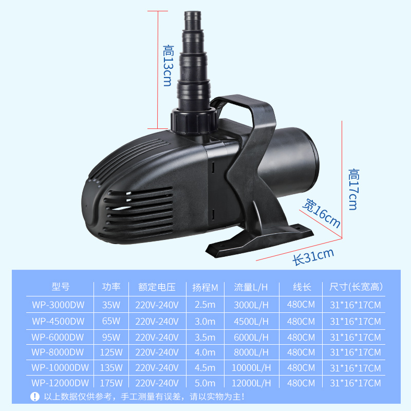松宝大功率潜水泵鱼池抽水泵循环过滤泵水陆两用大流量多功能水泵