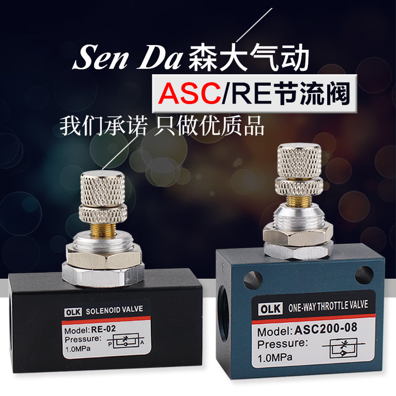 节流阀气动可调单向微调2分调速ASC200-08/300-15/RE-01/02/03/04