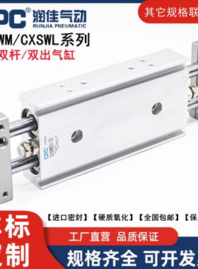 CPC双杆双轴滑台气缸CXSWL/CXSWM10/15/20/25/32-10/25/50*75X100