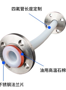 四氟翻边纯四氟卫生卡盘波纹软管DN15 20 25 32铁氟龙波纹管法兰