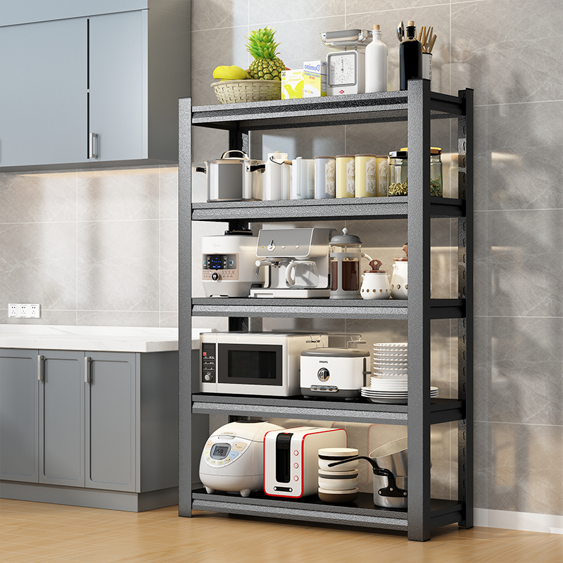 厨房置物架微波炉收纳架家用钢制货架地下室杂物储物架夹缝铁架子