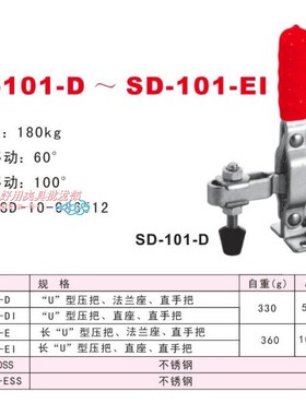 垂直式快速夹具SD-101-D SD-101D-15 SD-101DI快速夹钳肘夹快速夹