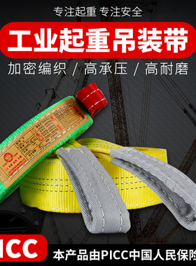 国标双扣起重扁平吊装带 5吨6米广东制吊车吊带 起重工具扁吊带
