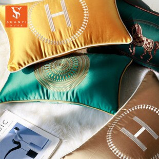 腰枕橙色现代简约风客厅沙发长方形30x50靠枕床头U靠垫抱枕套小号