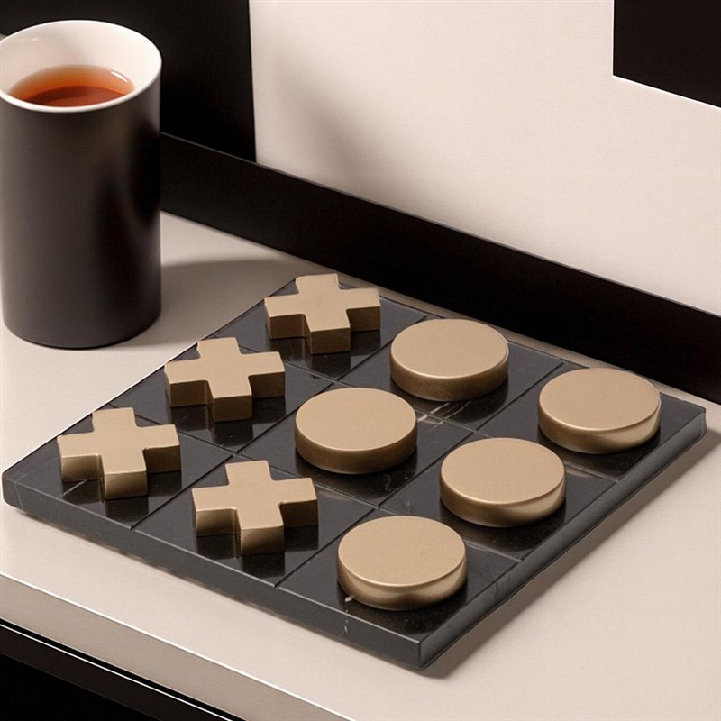 现代大理石创意棋盘摆件软装样板房展厅客厅茶几轻奢国际象棋摆件