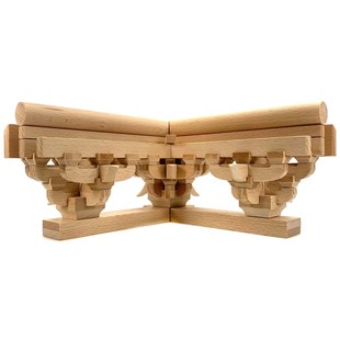 中国全榫卯结构实木积木古建筑斗拱模型拼装N玩具国潮文创摆件教